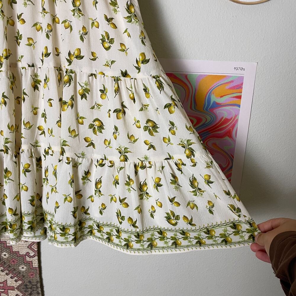Max Studio Lemon Citrus Print Pink Fit & Flare Short Sleeve Dress M - Picture 3 of 5